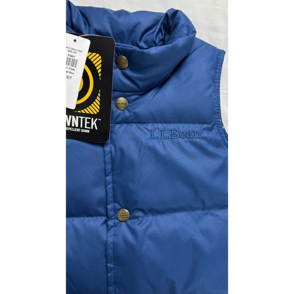 LL Bean Boys Down Field Vest 6X/7 Blue DownTek Water Repellent Puffer 518297 NEW